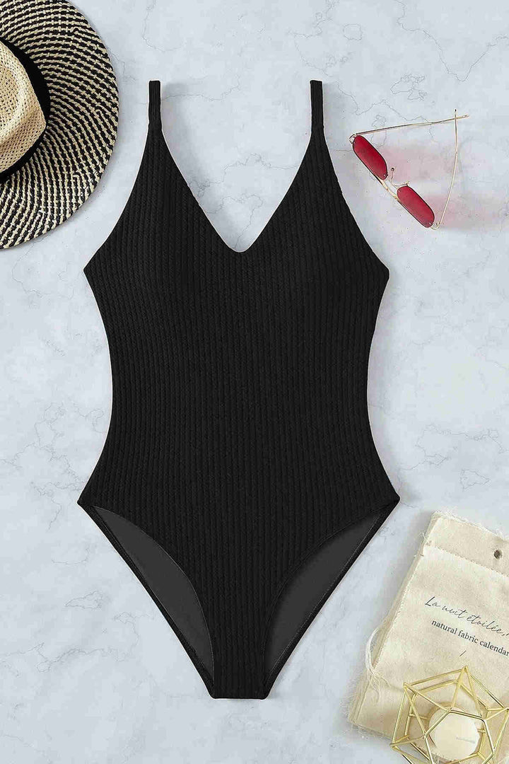 IGR Women Angels Special Fabric Cross Back Decollete Swimsuit Monokini Black - Longview