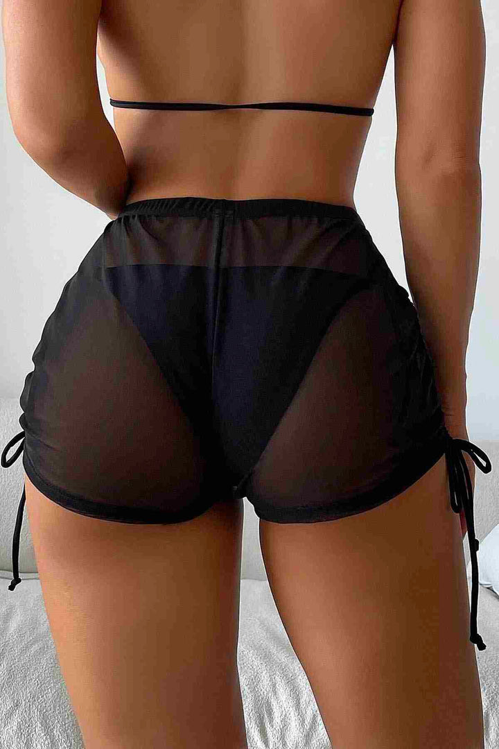IGR Women Angelsin Tulle Beach Shorts Pareo Cover Up Kimono Black - Fasano