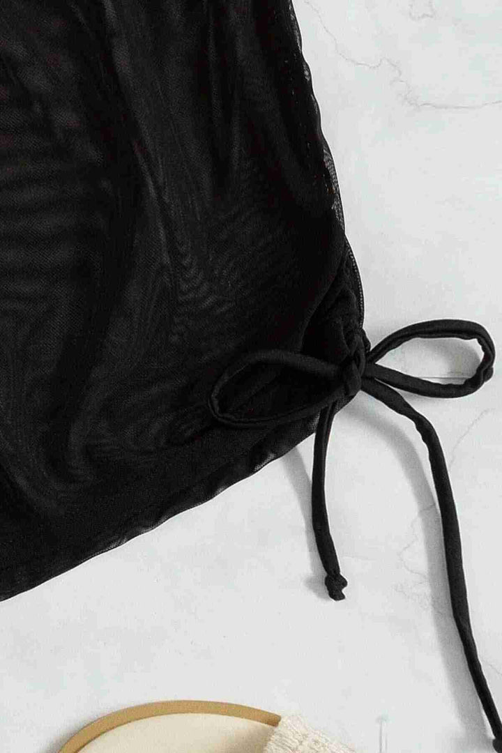 IGR Women Angelsin Tulle Beach Shorts Pareo Cover Up Kimono Black - Fasano