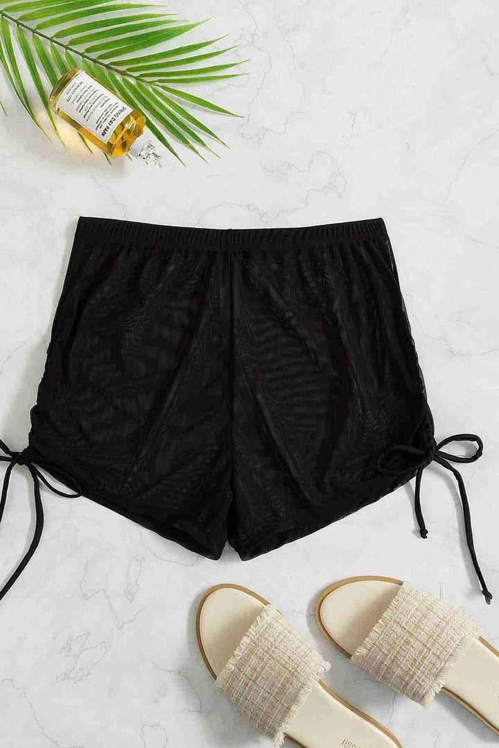 IGR Women Angelsin Tulle Beach Shorts Pareo Cover Up Kimono Black - Fasano