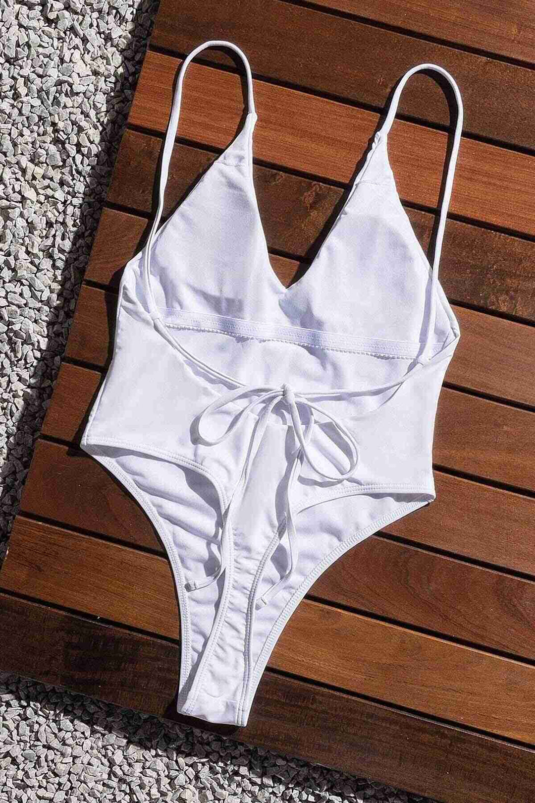 IGR Women Angels V-Neck Backless Brazilian Cut Swimsuit White - Schwäbisch Hall
