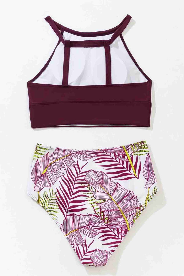 IGR Women Angels High Waist Printed Tankini Bikini Set Bordeaux - Aix-en-Provence