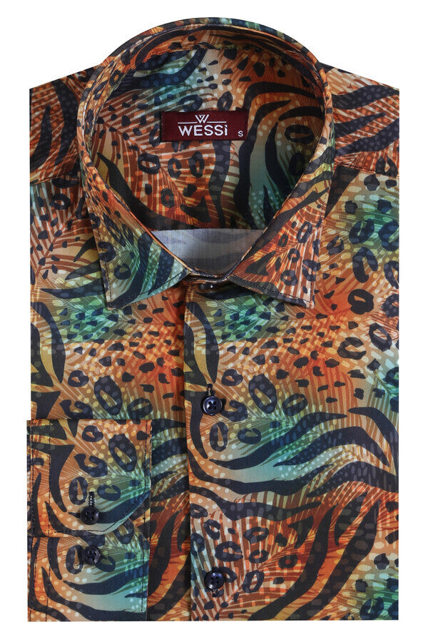 WSS Animal Patterned Long Sleeves Multicolor Men Shirt  - Seattle