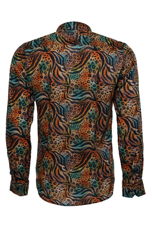WSS Animal Patterned Long Sleeves Multicolor Men Shirt  - Seattle