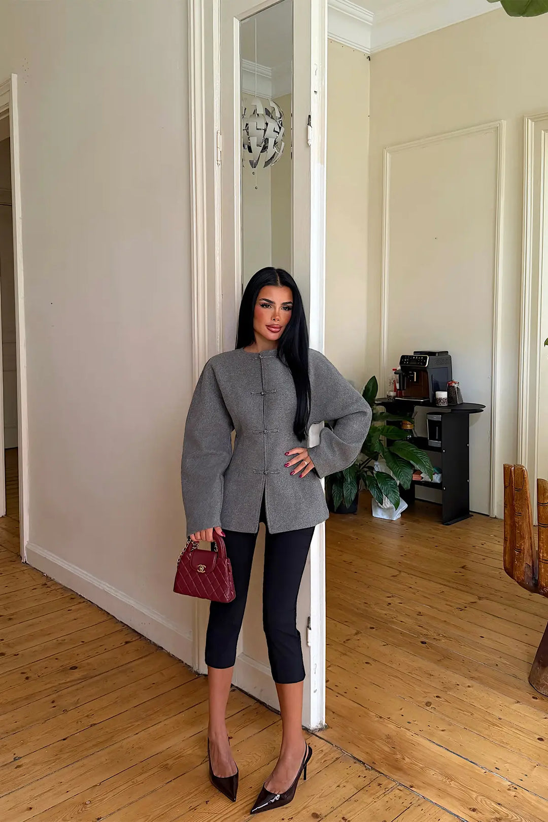 EYY Women Anthracite Jacket with Button Detail - Pearland