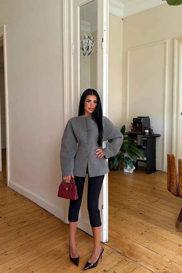 EYY Women Anthracite Jacket with Button Detail - Pearland