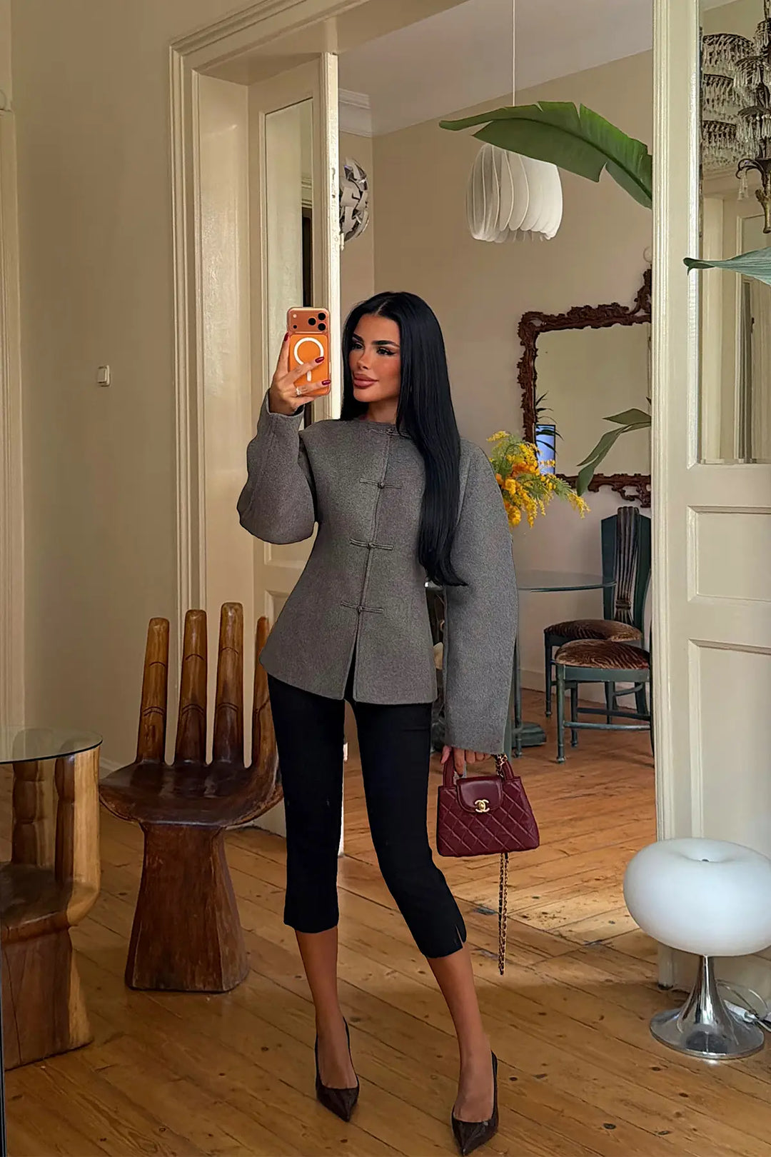 EYY Women Anthracite Jacket with Button Detail - Pearland