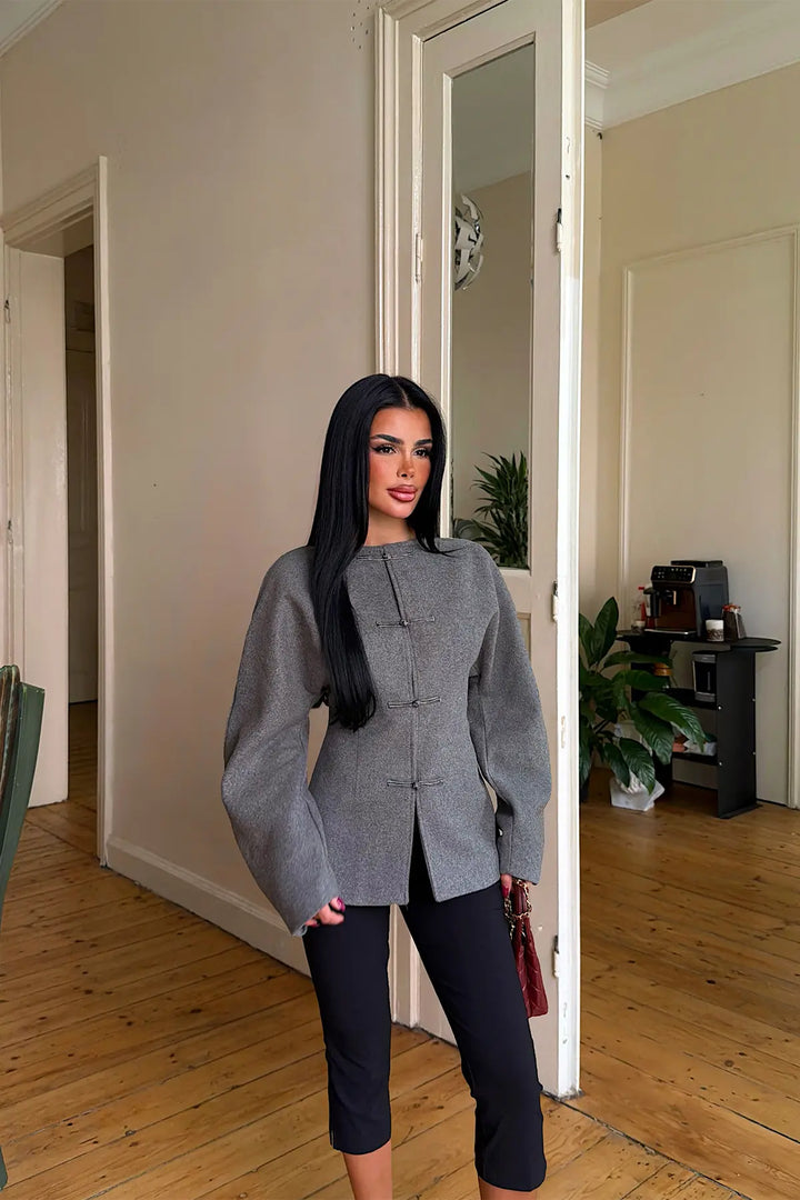 EYY Women Anthracite Jacket with Button Detail - Pearland