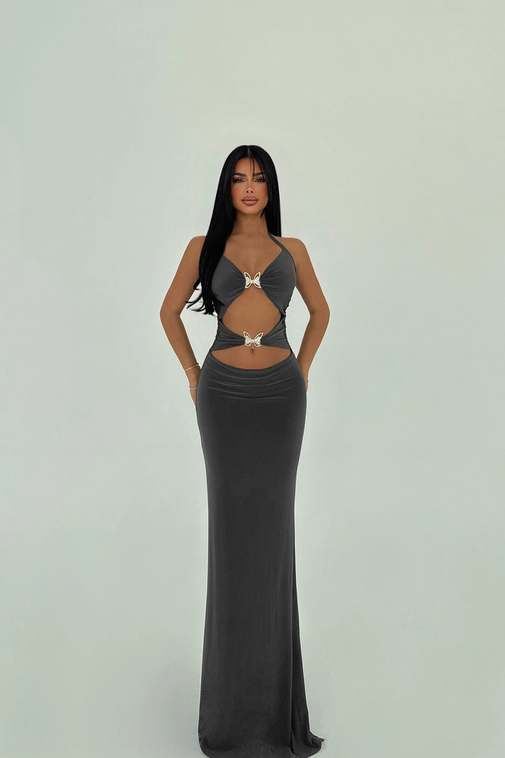EYY Women Antrasit Pencere Detaylı Elbise - Greenville