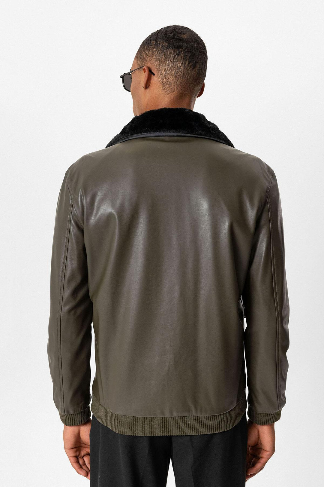 ANT Double Pocket Fur Collar Leather Coat - Victoriaville
