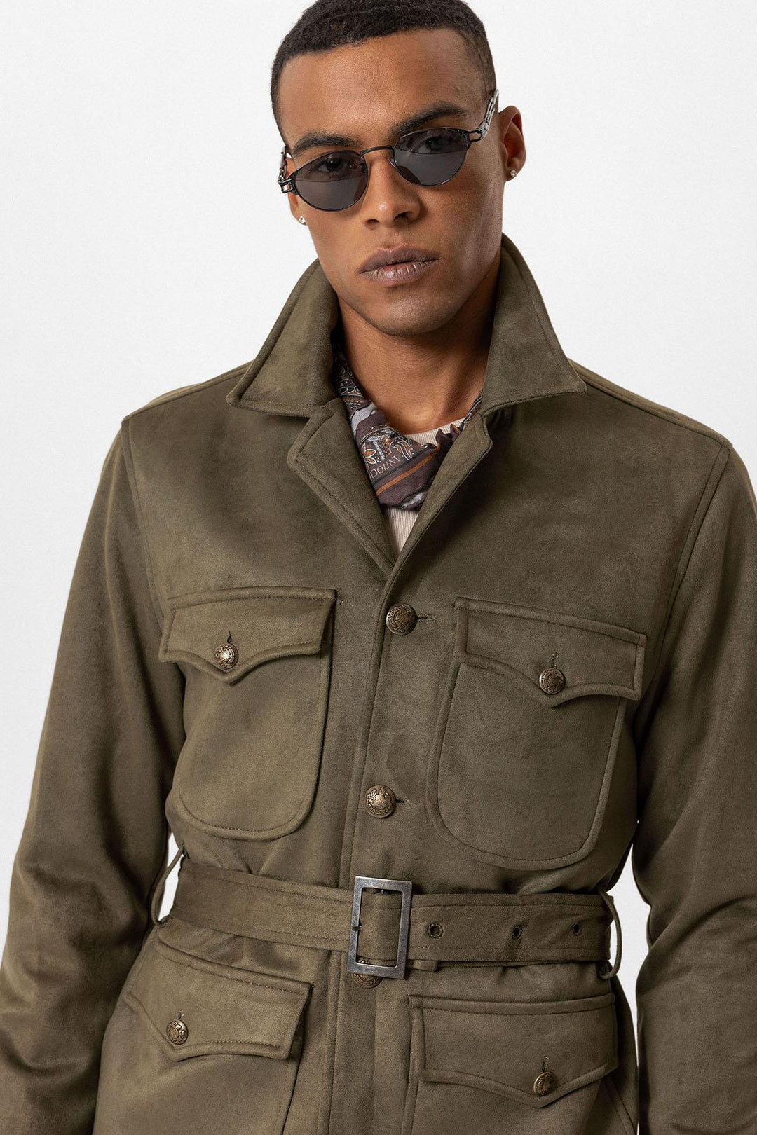 ANT Men's Slim Fit Belted Suede Coat - Hoofddorp