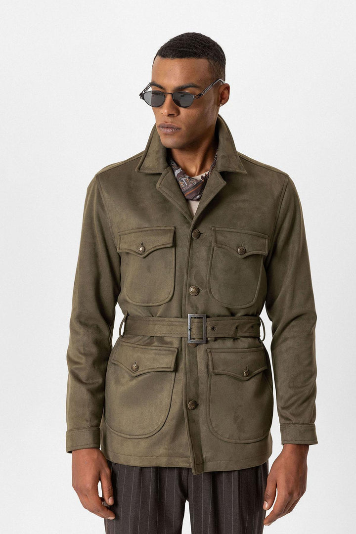 ANT Men's Slim Fit Belted Suede Coat - Hoofddorp