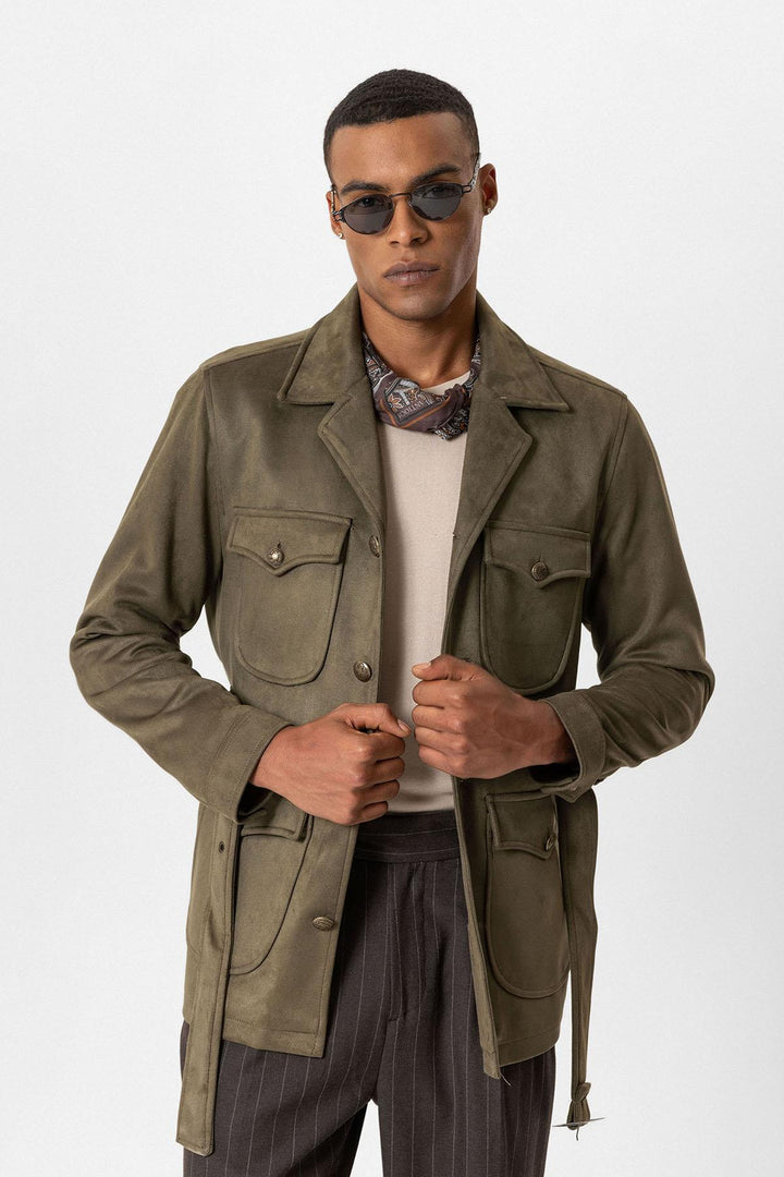 ANT Men's Slim Fit Belted Suede Coat - Hoofddorp
