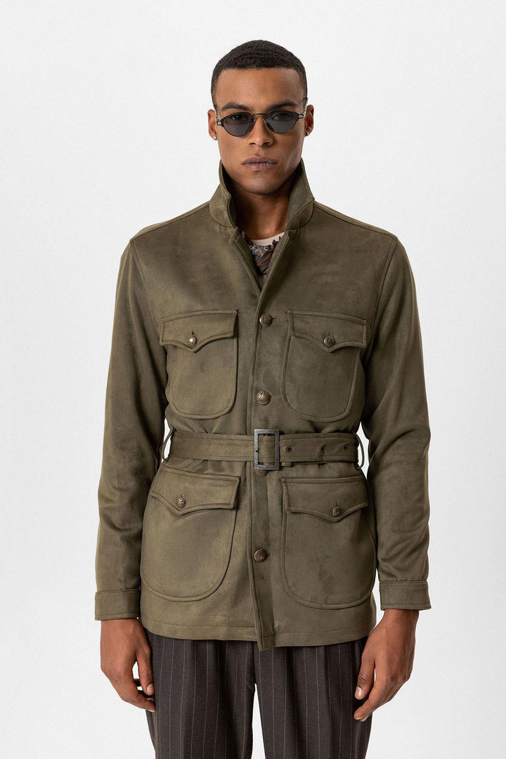 ANT Men's Slim Fit Belted Suede Coat - Hoofddorp