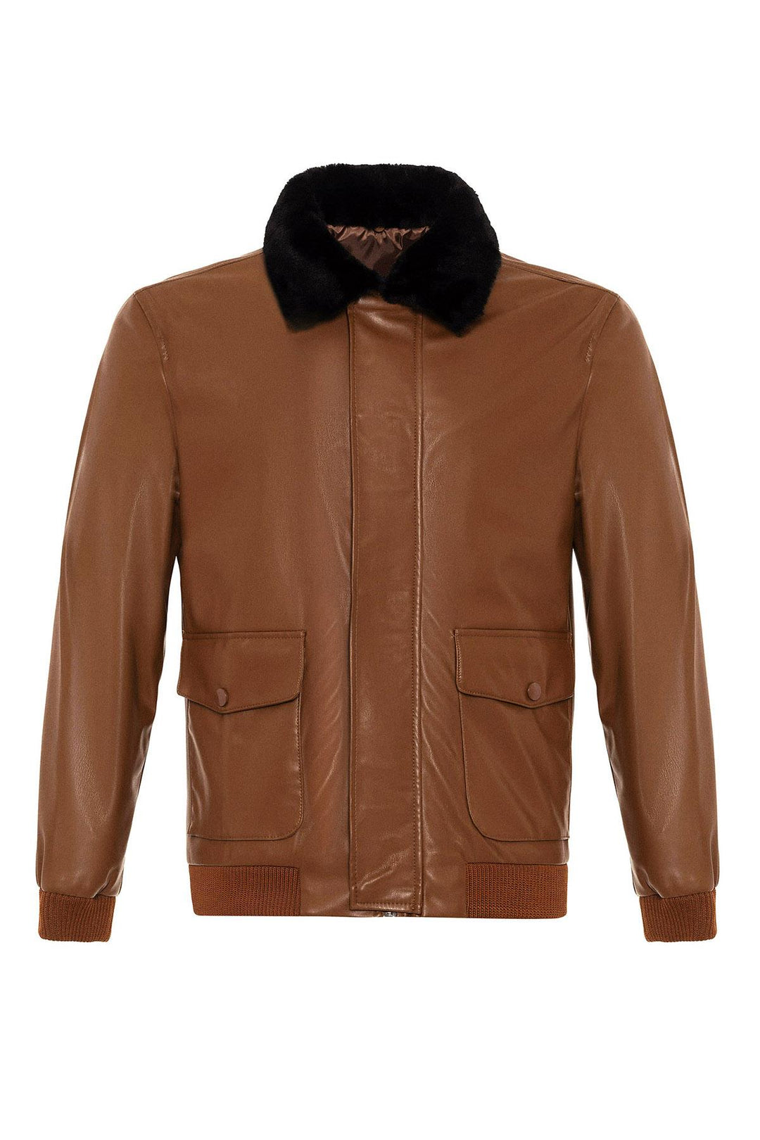 ANT Double Pocket Fur Collar Leather Coat - Irákleio