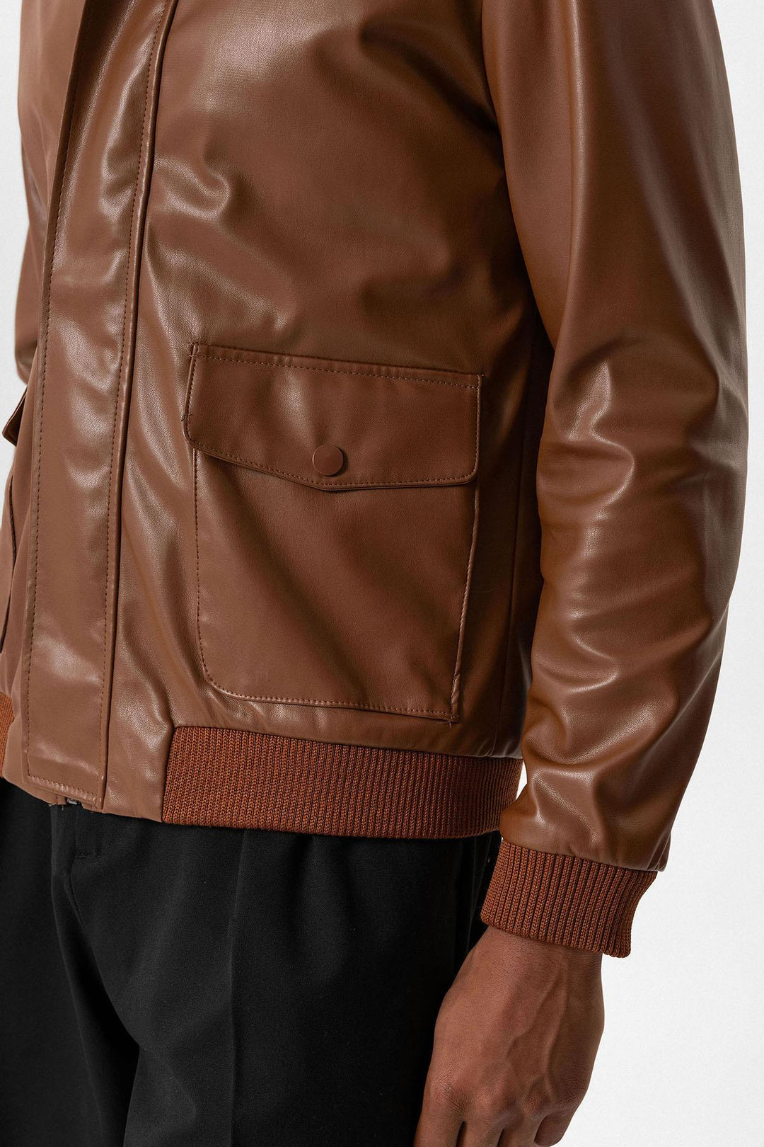 ANT Double Pocket Fur Collar Leather Coat - Irákleio