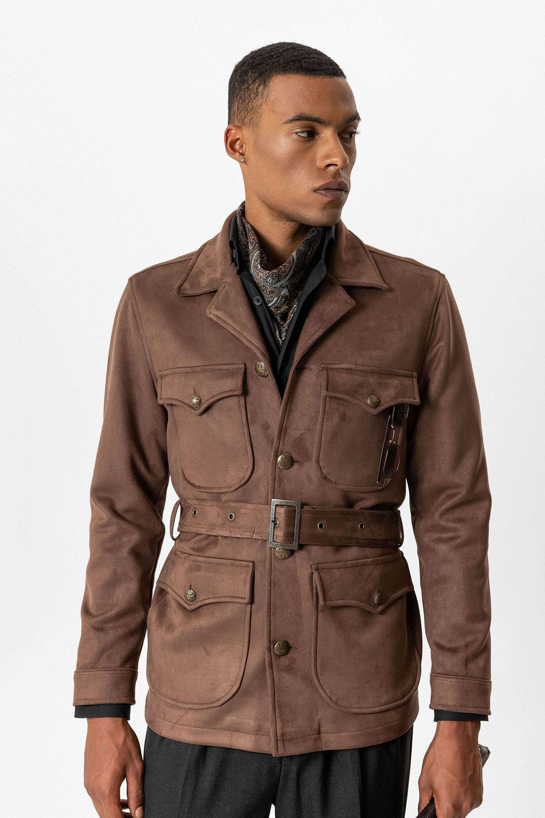 ANT Men's Slim Fit Belted Suede Coat - Herzogenrath