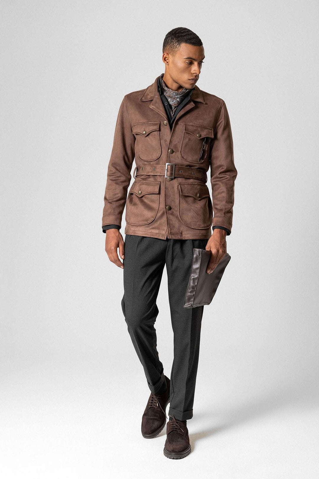 ANT Men's Slim Fit Belted Suede Coat - Herzogenrath