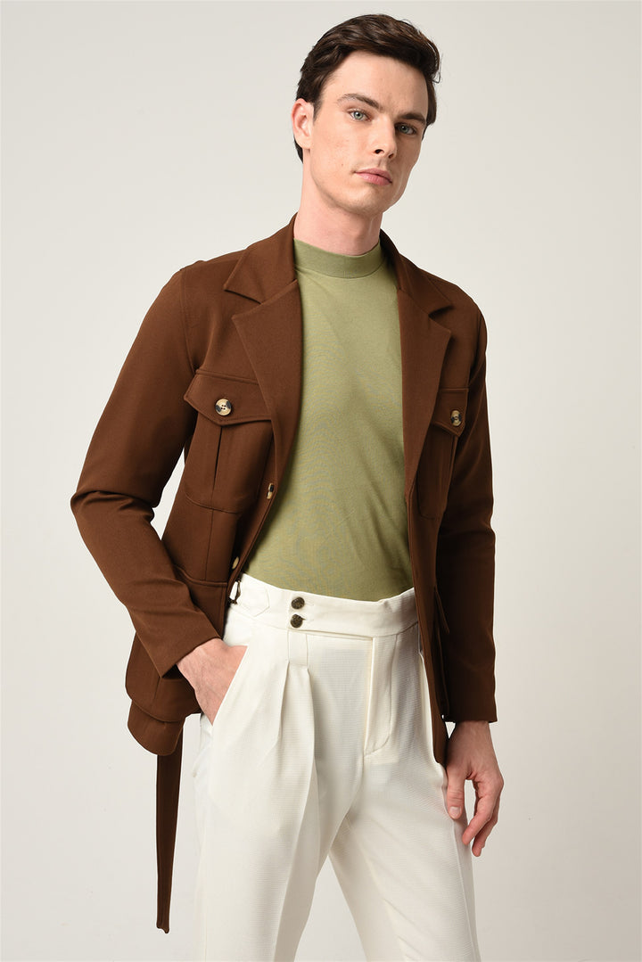 ANT Men's Jacket Collar Belted Seasonal Coat - Bazal’tove
