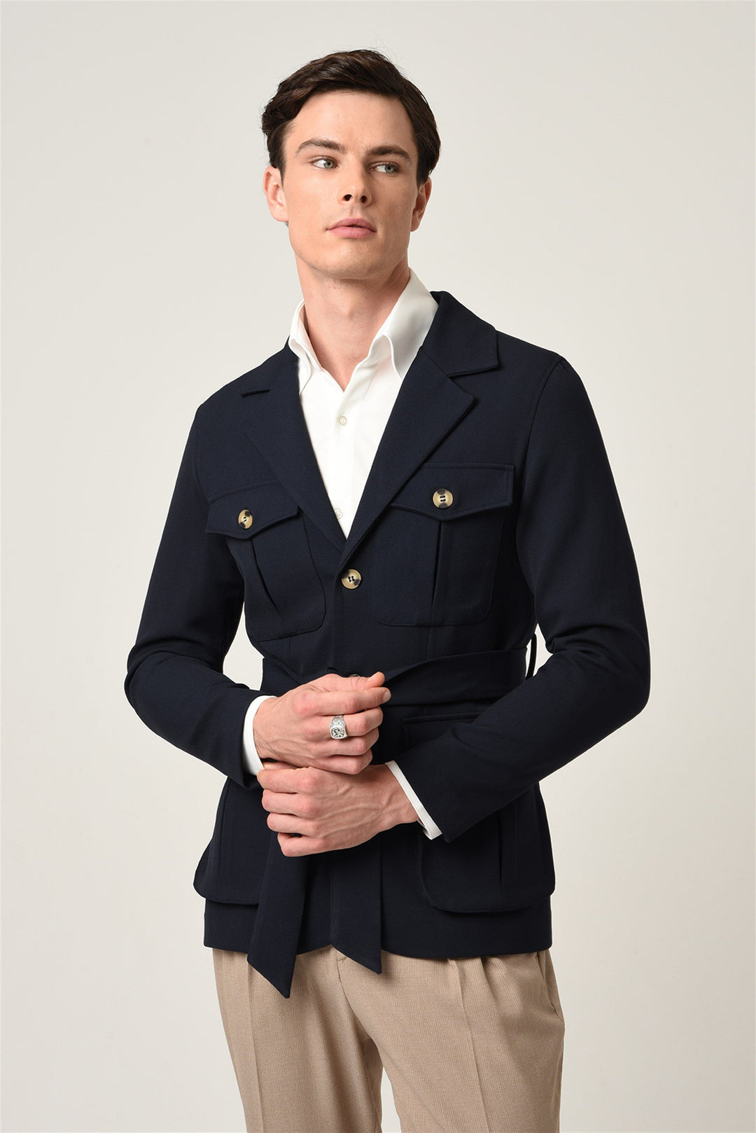 ANT Men's Jacket Collar Belted Seasonal Coat - Farnborough