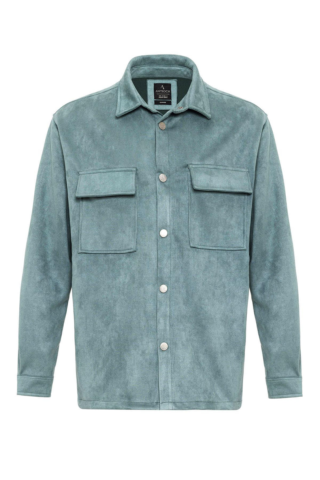 قميص رجالي من ANT Suede بقصة عادية مع أزرار معدنية - هيرموسيلو