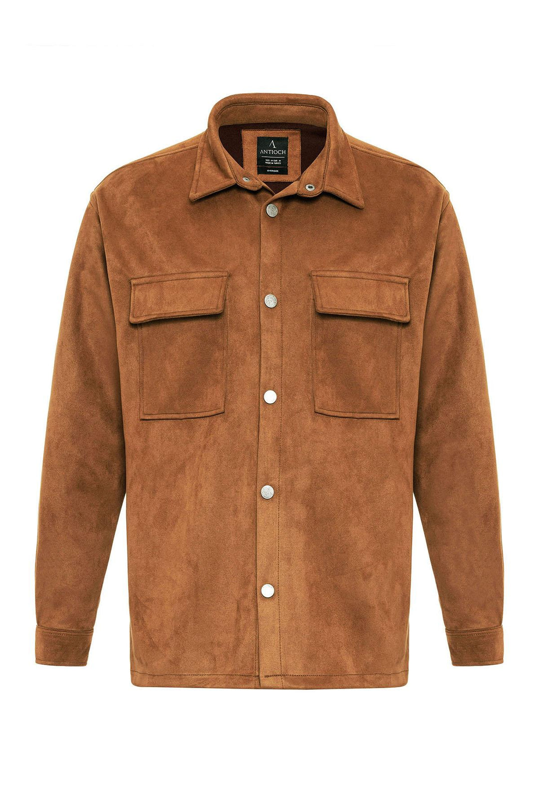 قميص رجالي من ANT Suede بقصة عادية مع أزرار معدنية - بايتاون