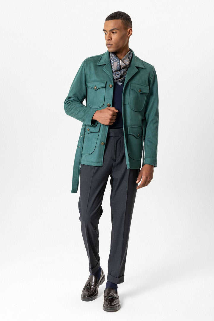 ANT Men's Slim Fit Belted Suede Coat - Playa del Carmen