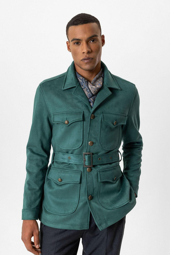 ANT Men's Slim Fit Belted Suede Coat - Playa del Carmen