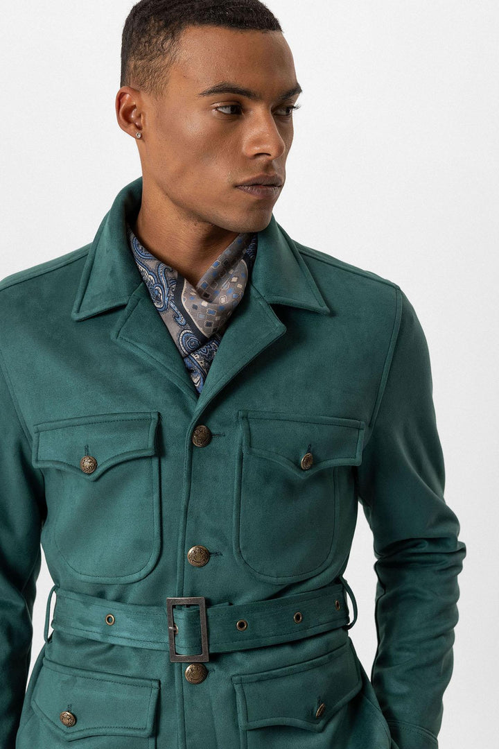 ANT Men's Slim Fit Belted Suede Coat - Playa del Carmen