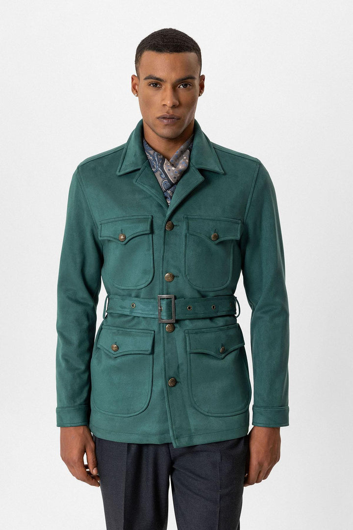 ANT Men's Slim Fit Belted Suede Coat - Playa del Carmen