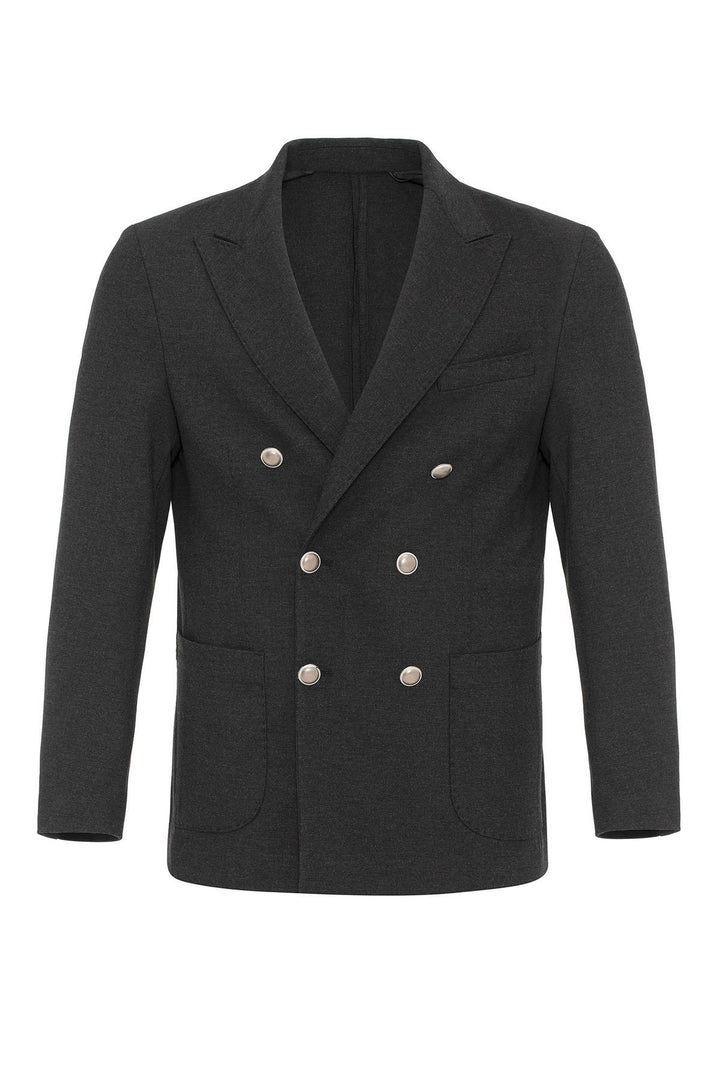 ANT Antioch Anthracite Unlined Double Breasted Men's Blazer Jacket - Meridian