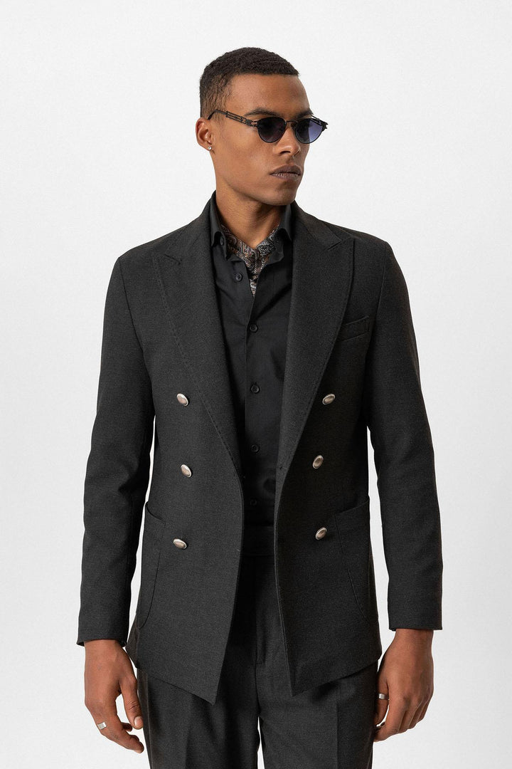 ANT Antioch Anthracite Unlined Double Breasted Men's Blazer Jacket - Meridian