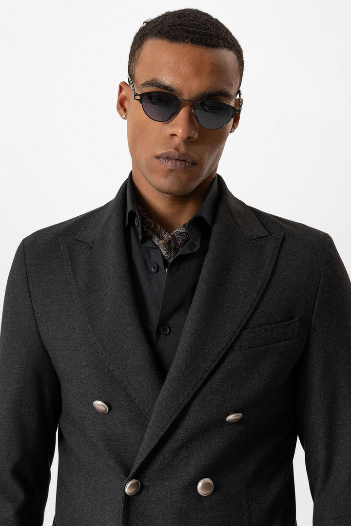 ANT Antioch Anthracite Unlined Double Breasted Men's Blazer Jacket - Meridian