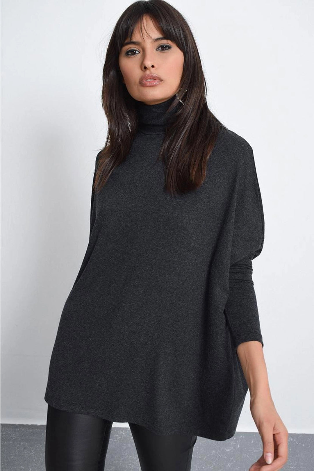 Anthracite Fisherman Collar Long Sleeve Knit Sweater BCBSK-25700-K4609 - Empalme