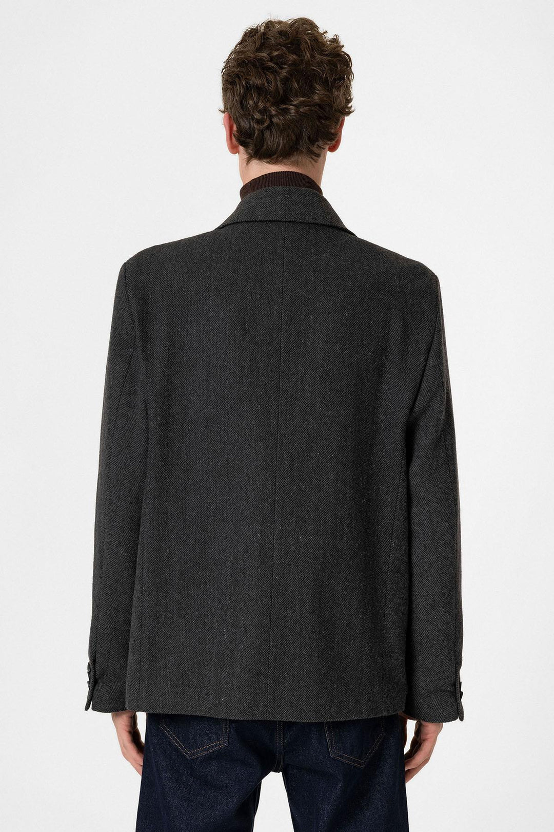 ANT Antioch Anthracite Herringbone Patterned Oversized Men's Blazer Jacket - Erie