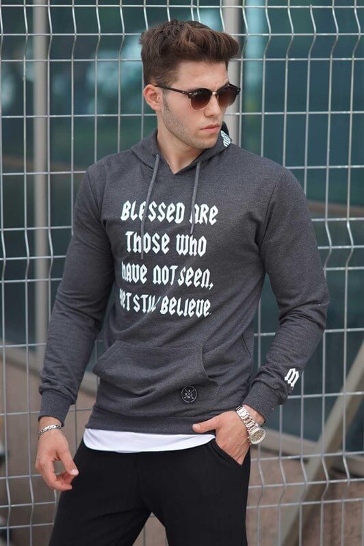 MDX Anthracite Printed Hooded Sweatshirt 4097 - Nice