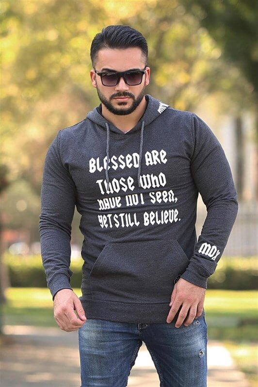 MDX Anthracite Printed Hooded Sweatshirt 4097 - Nice