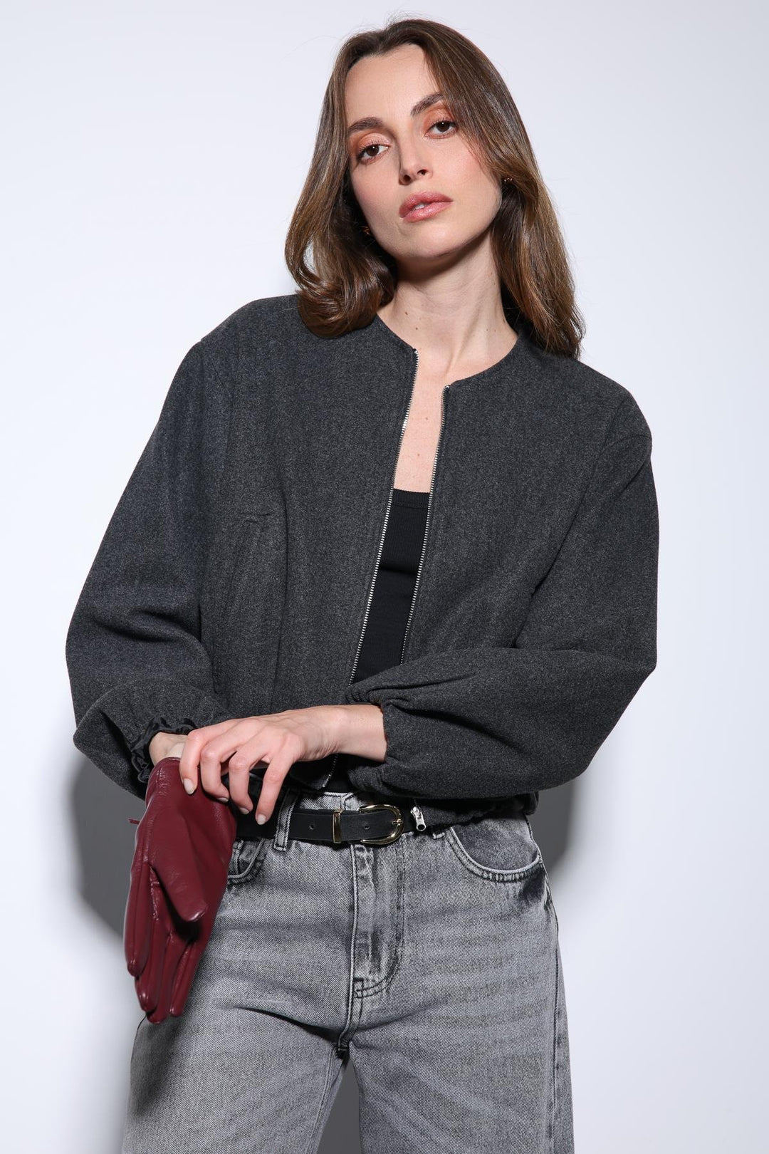 ANT Antioch Anthracite Elastic Waist Crop Women's Jacket - San Jacinto