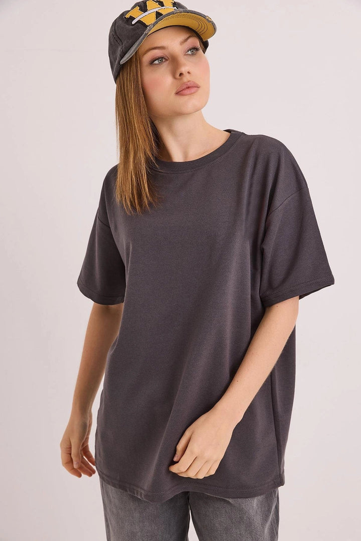 Anthracite Bicycle Neck Basic 2 Thread Comfortable Fit T-shirt BC251000 - Puertollano