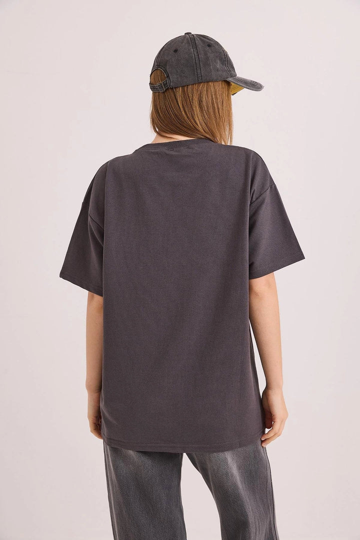 Anthracite Bicycle Neck Basic 2 Thread Comfortable Fit T-shirt BC251000 - Puertollano