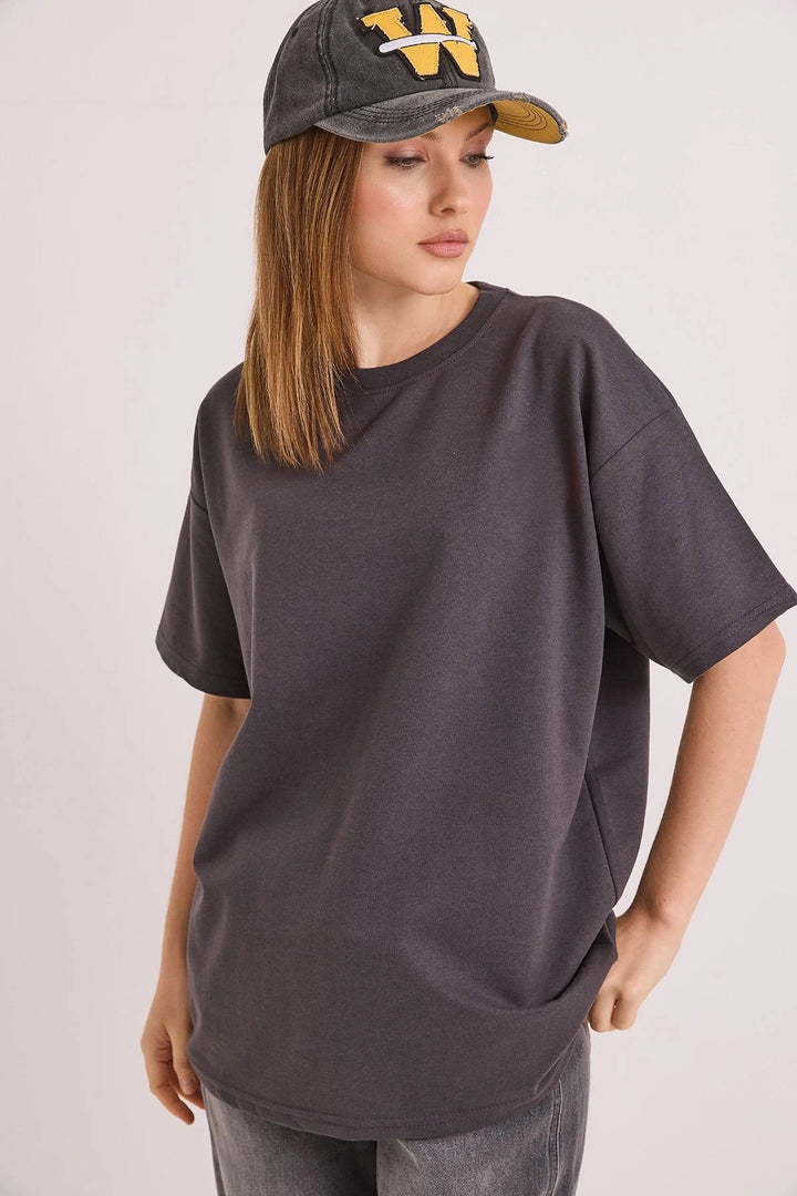 Anthracite Bicycle Neck Basic 2 Thread Comfortable Fit T-shirt BC251000 - Puertollano