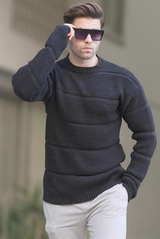 MDX Anthracite Bicycle Neck Knitted Sweater 6855 - Stolberg