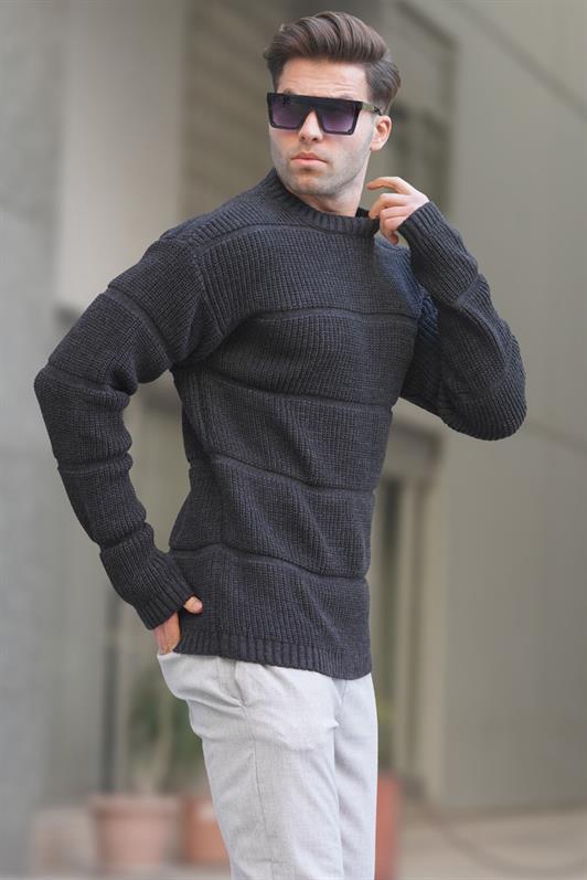 MDX Anthracite Bicycle Neck Knitted Sweater 6855 - Stolberg