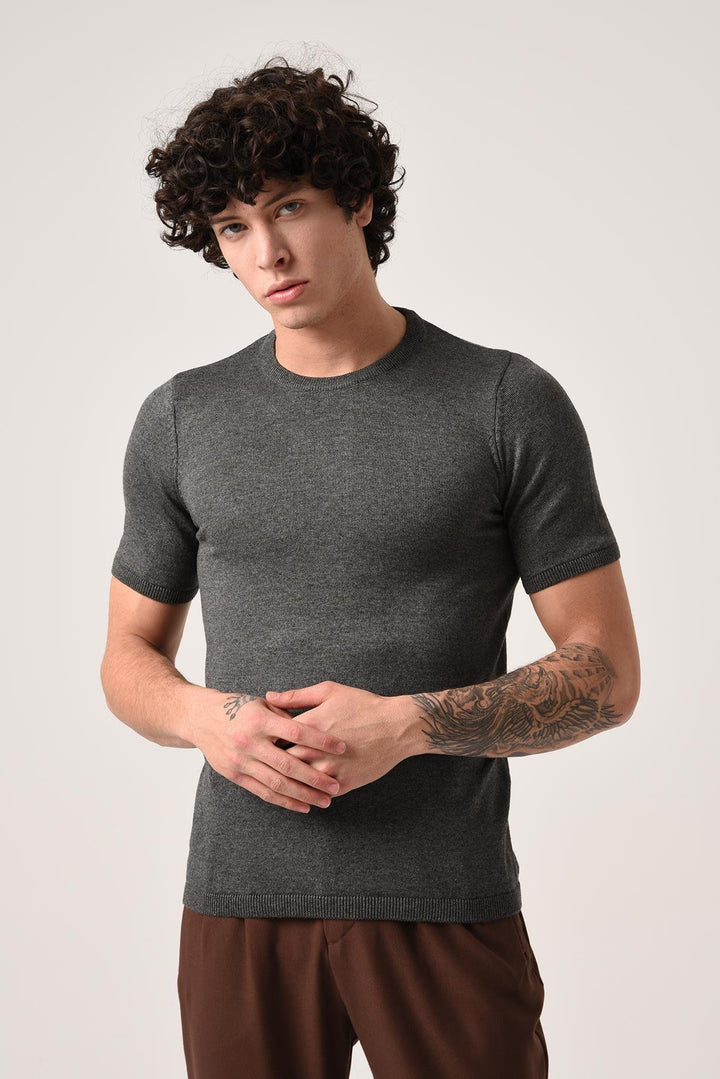 ANT Antioch Anthracite Bicycle Collar Knit T-Shirt - Town Country