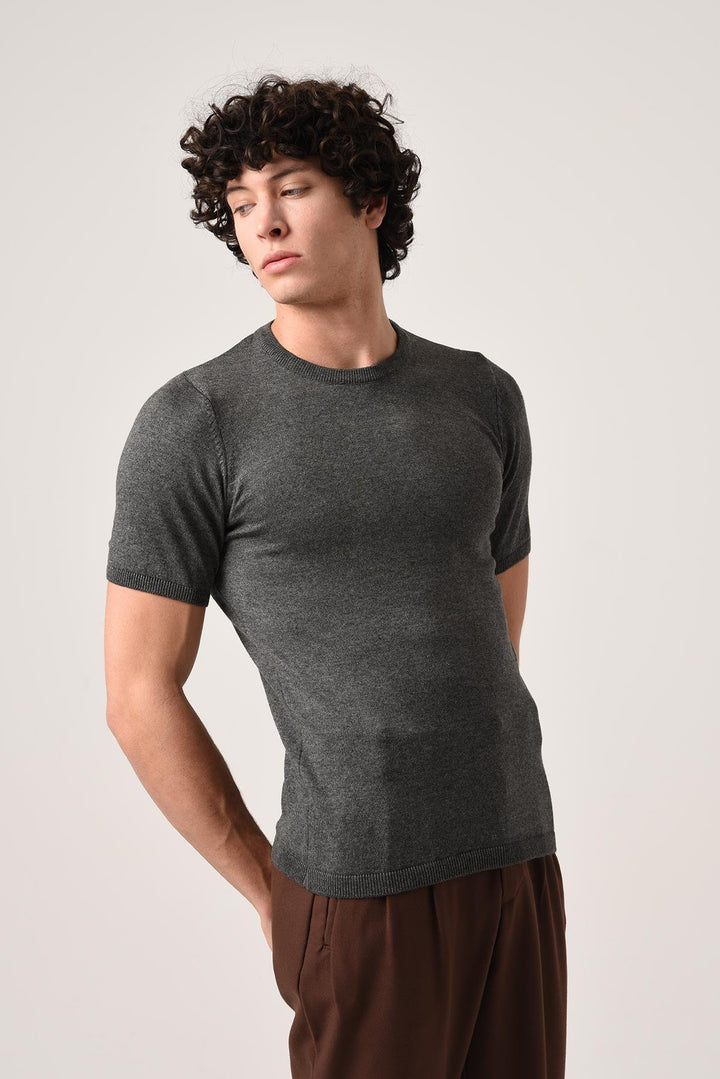 ANT Antioch Anthracite Bicycle Collar Knit T-Shirt - Town Country
