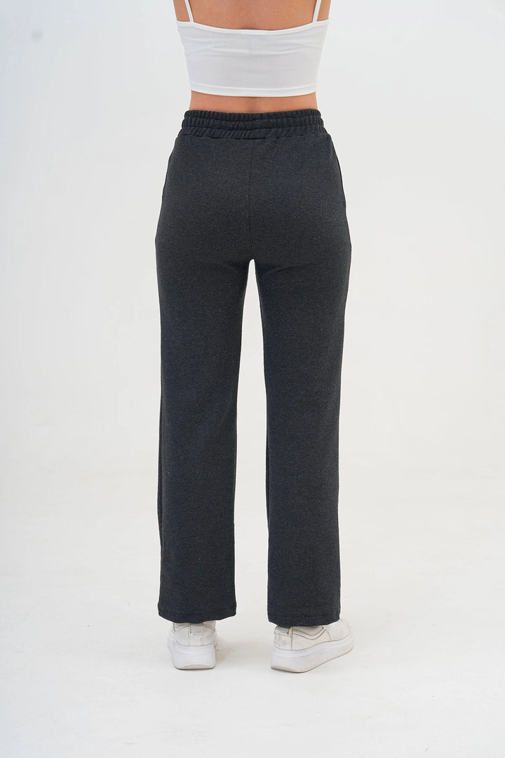 Anthracite Double Pocket Knitted Fabric Comfortable Fit Palazzo Pants BC25PKN03 - Acatlán de Pérez Figueroa