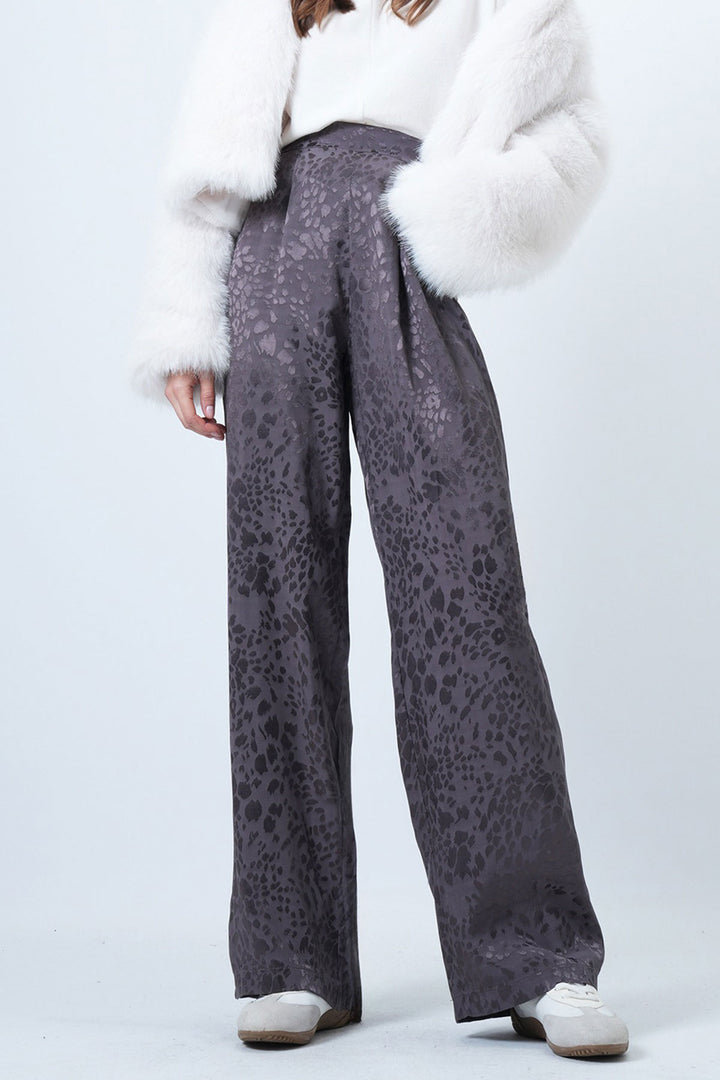 Anthracite Patterned Zipper Closure Double Pocket Palazzo Pants BCHCA-251233 - Pleasant Hill