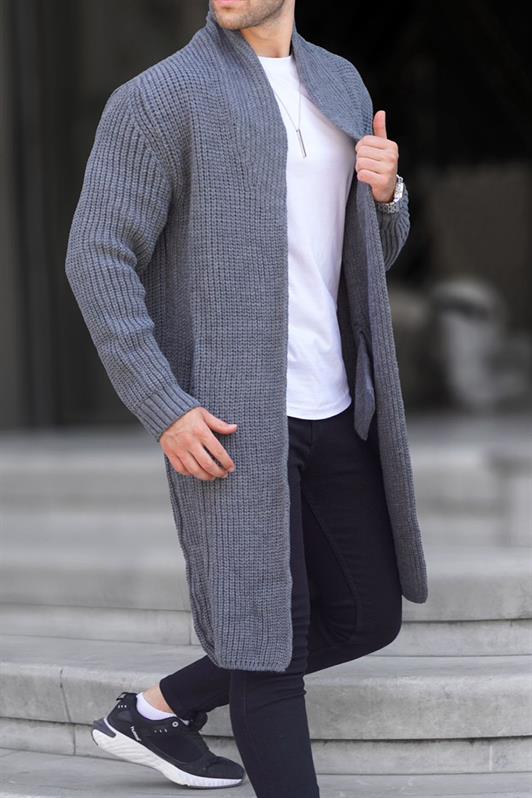 MDX Anthracite High Neck Pocket Long Knit Cardigan 6816 - Bergisch Gladbach