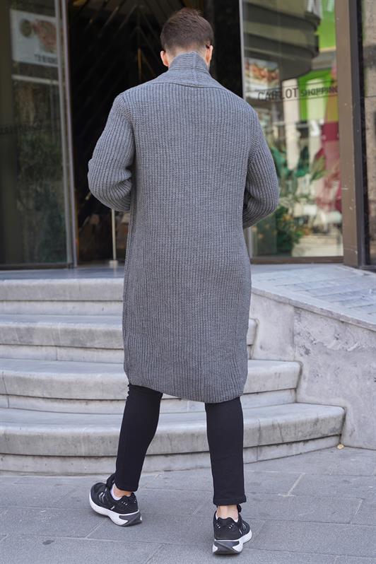 MDX Anthracite High Neck Pocket Long Knit Cardigan 6816 - Bergisch Gladbach
