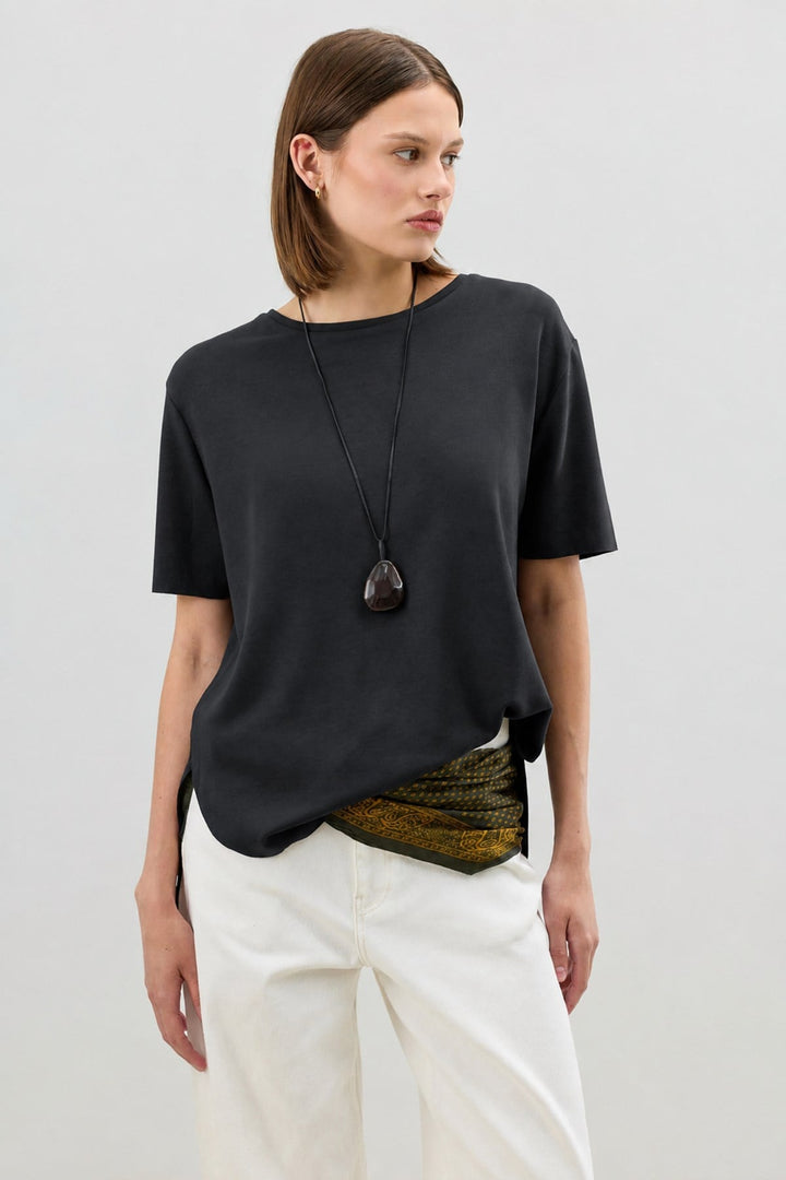 ANT Antioch Antrasit Dökümlü Kadın T-Shirt - Beverly
